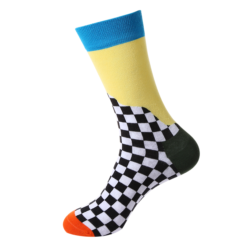 Chaussettes de mode de rue de style hip-hop à carreaux rayés