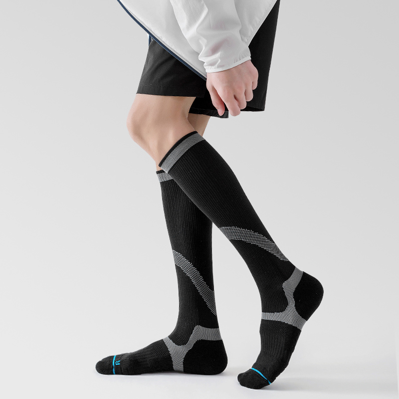 Chaussettes de compression pour cyclisme en plein air en jacquard brillant