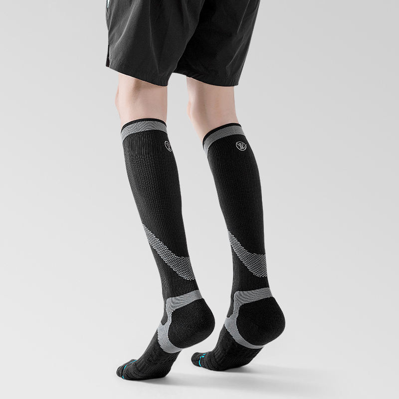Chaussettes de compression pour cyclisme en plein air en jacquard brillant