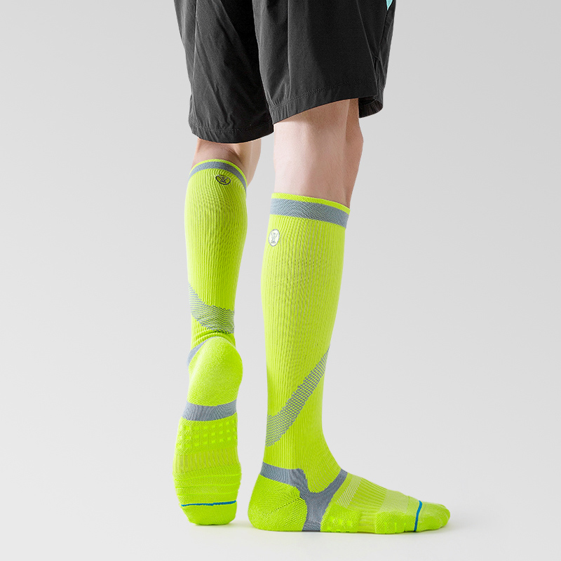 Chaussettes de compression pour cyclisme en plein air en jacquard brillant