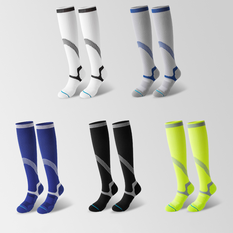 Chaussettes de compression pour cyclisme en plein air en jacquard brillant