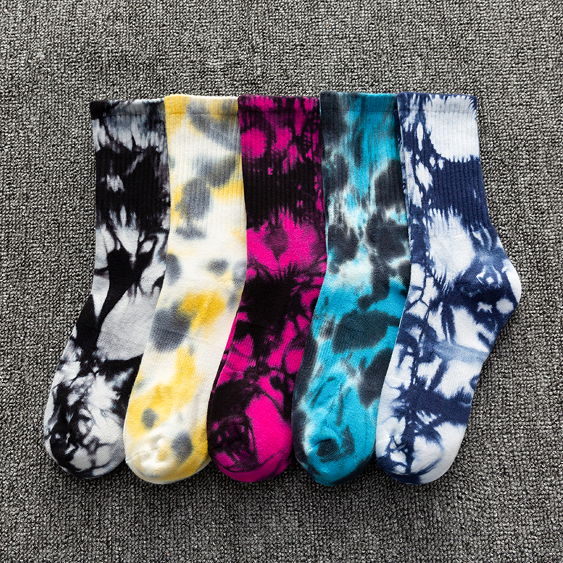 Chaussettes de sport tie-dye mi-mollet en coton
