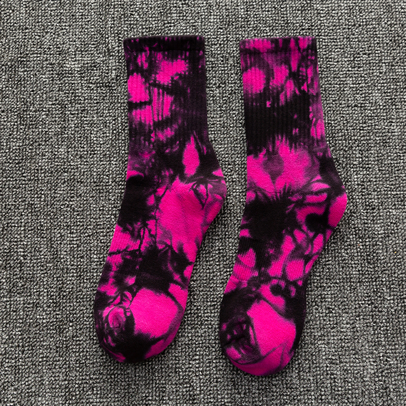Chaussettes de sport tie-dye mi-mollet en coton