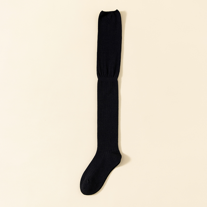 Chaussettes hautes sexy en coton à aiguille unique pour femmes noires