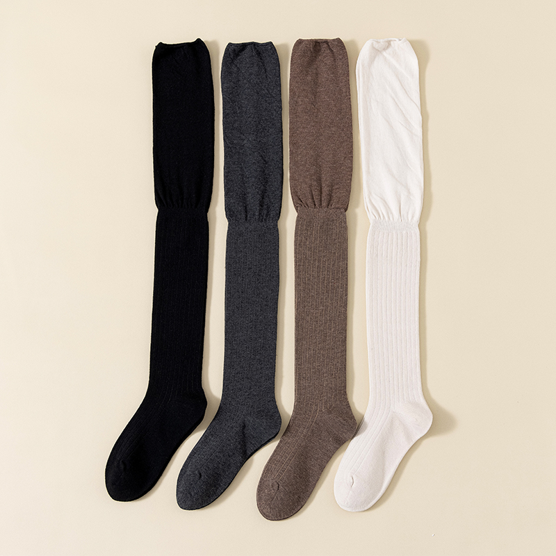 Chaussettes hautes sexy en coton à aiguille unique pour femmes noires