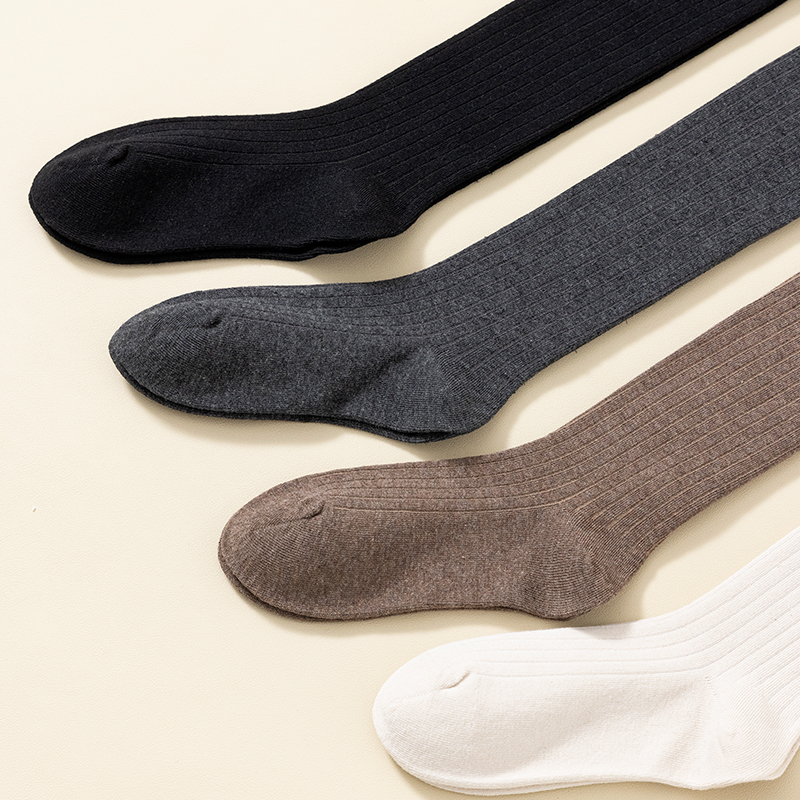 Chaussettes hautes sexy en coton à aiguille unique pour femmes noires