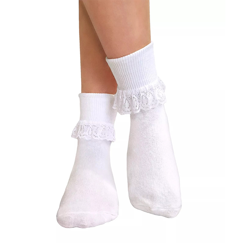 Chaussettes filles couleur unie en dentelle