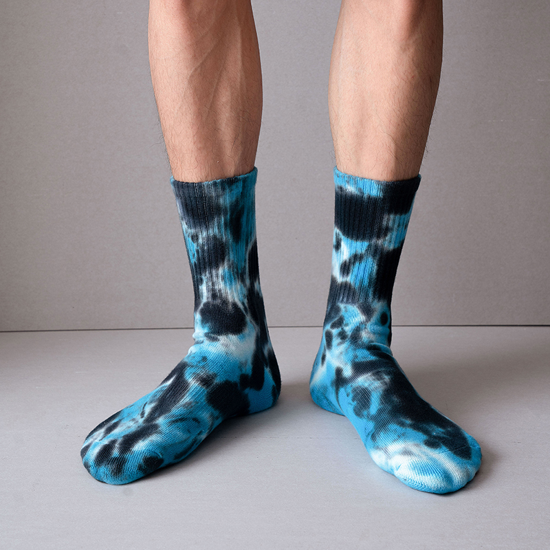 Chaussettes de sport tie-dye mi-mollet en coton