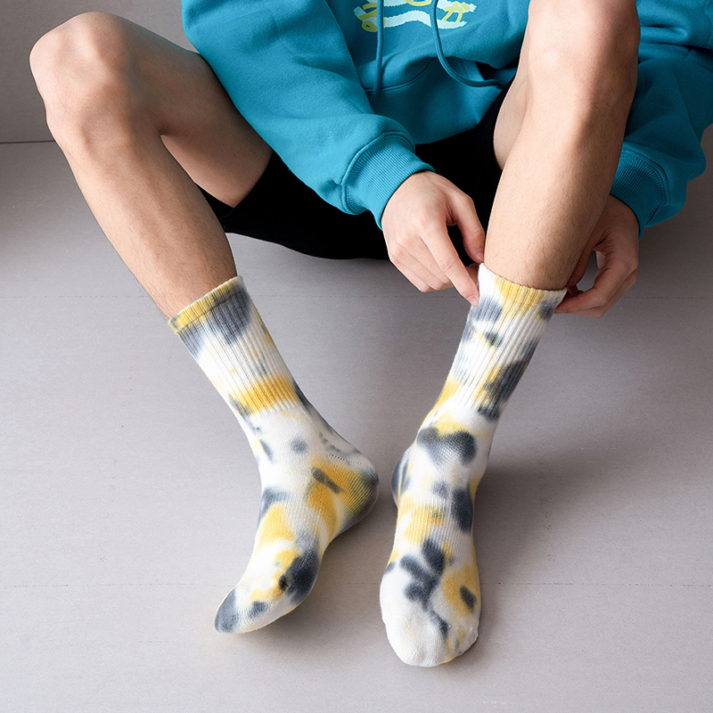 Chaussettes de sport tie-dye mi-mollet en coton