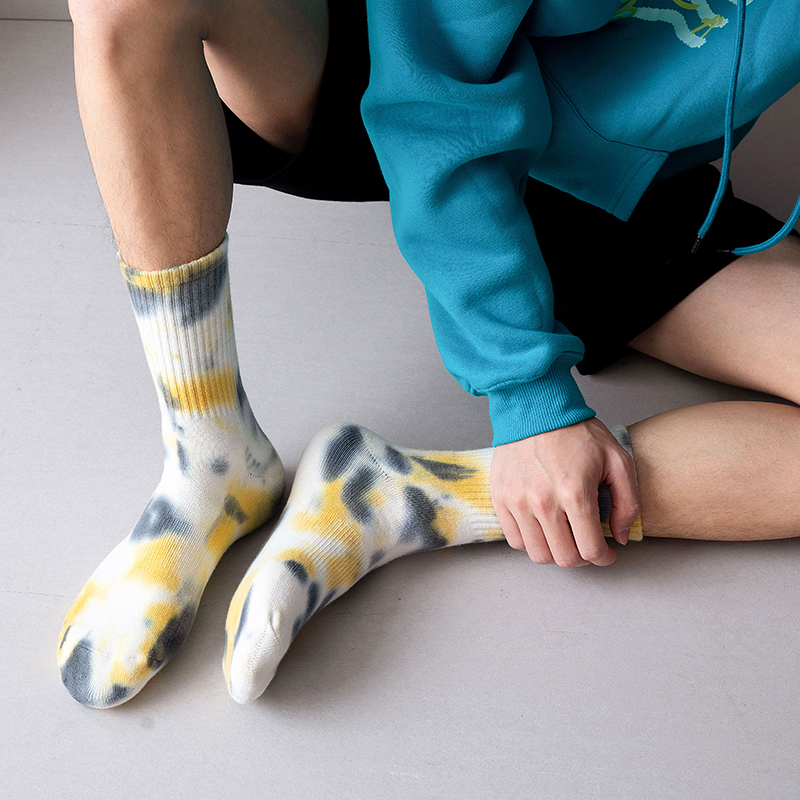 Chaussettes de sport tie-dye mi-mollet en coton