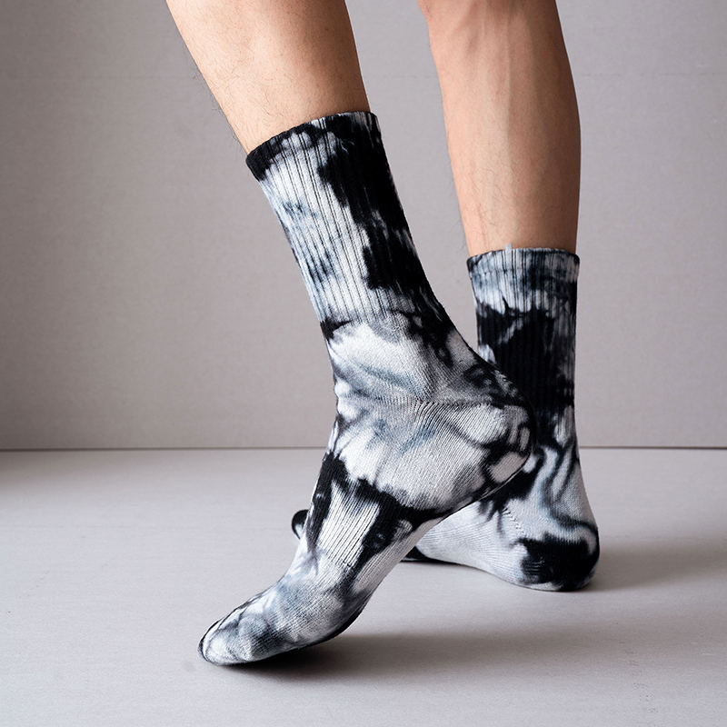 Chaussettes de sport tie-dye mi-mollet en coton