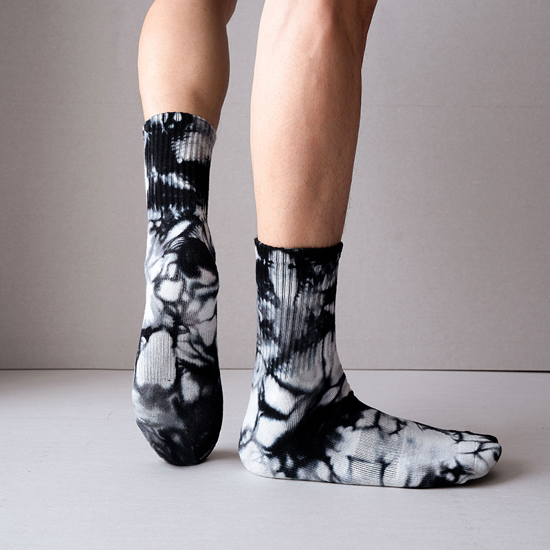 Chaussettes de sport tie-dye mi-mollet en coton