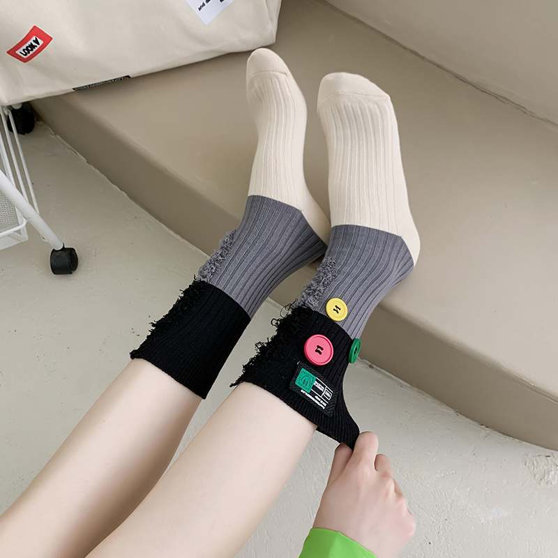 Chaussettes color block mendiant boutonné