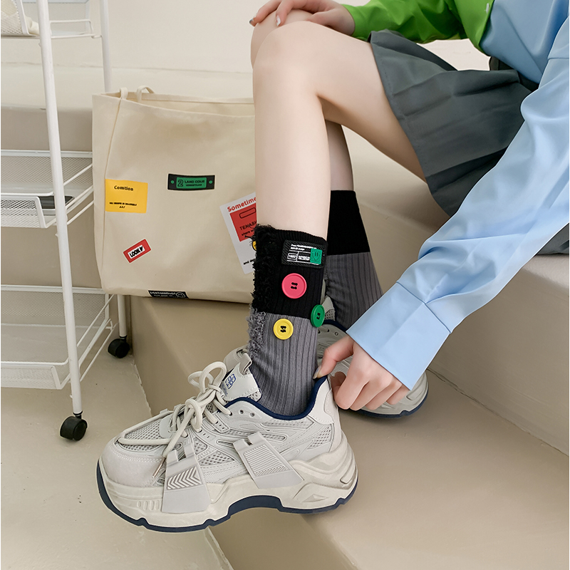 Chaussettes color block mendiant boutonné