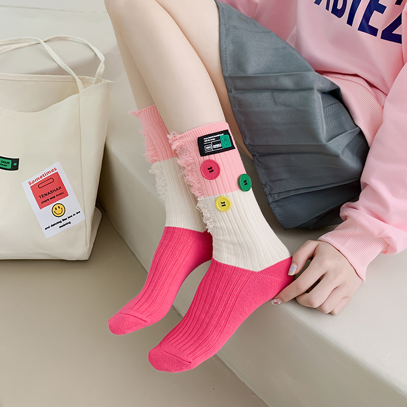 Chaussettes color block mendiant boutonné