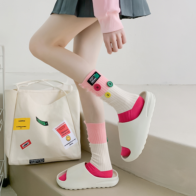 Chaussettes color block mendiant boutonné