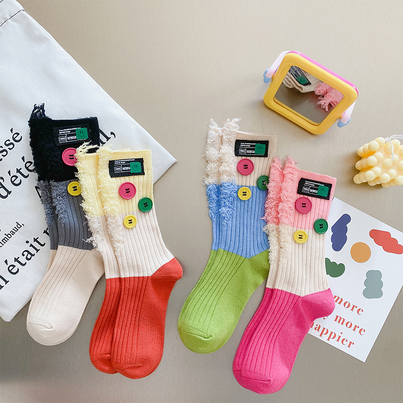 Chaussettes color block mendiant boutonné
