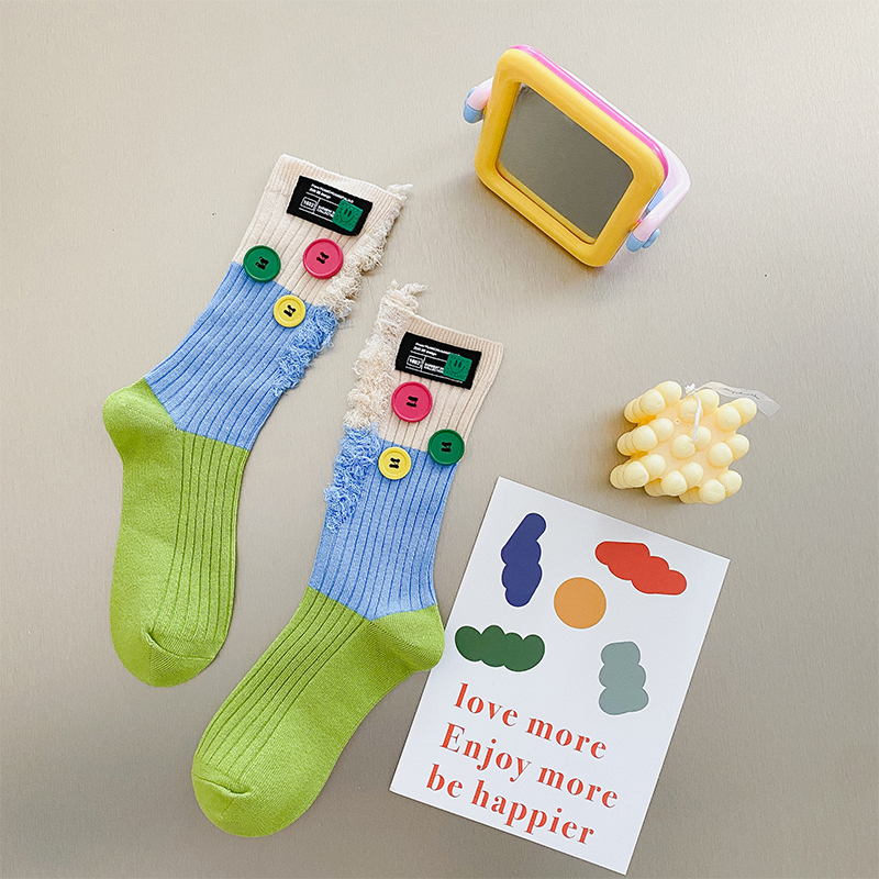 Chaussettes color block mendiant boutonné