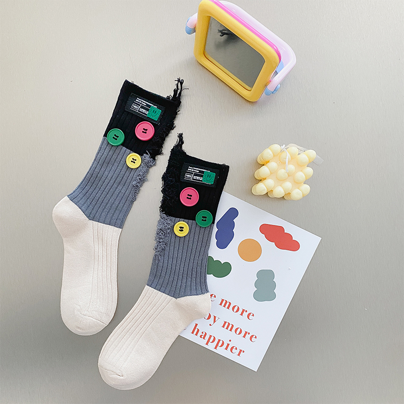 Chaussettes color block mendiant boutonné