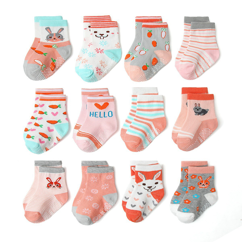 Chaussettes bébé fille antidérapantes colorées