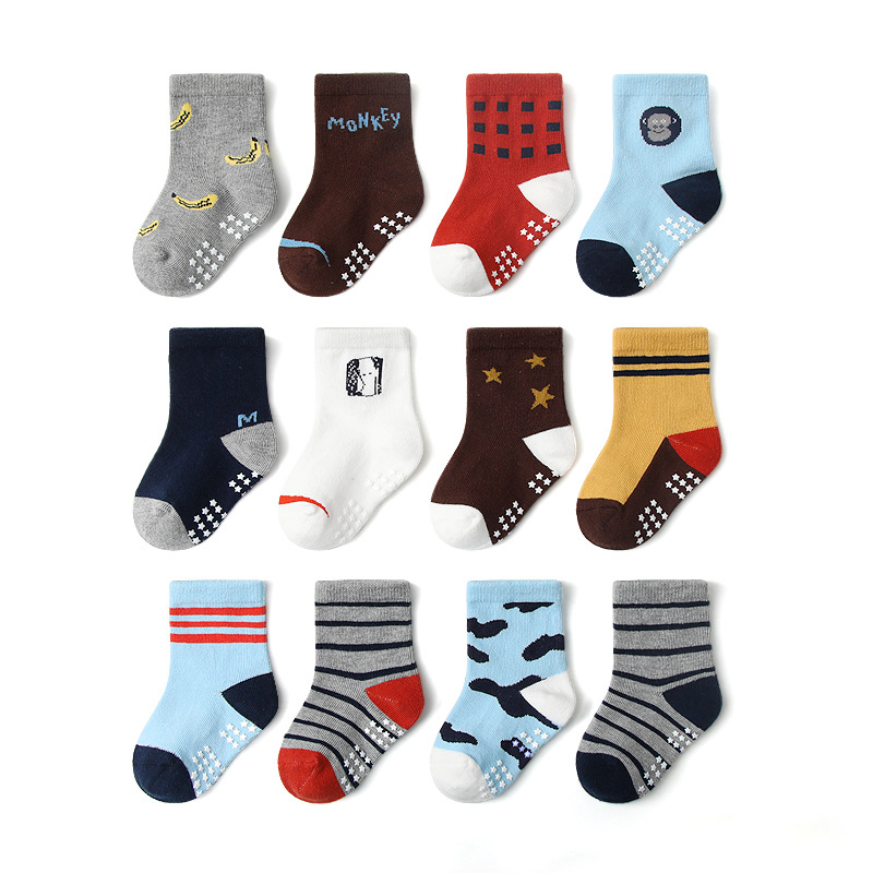 Chaussettes bébé garçon antidérapantes colorées