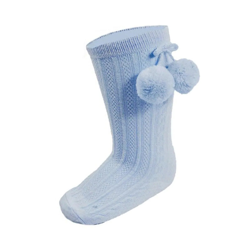 Chaussettes bébé avec décoration boule de poils