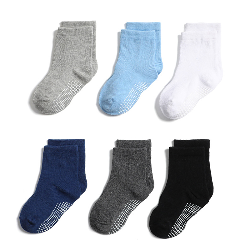 Chaussettes bébé antidérapantes de couleur unie