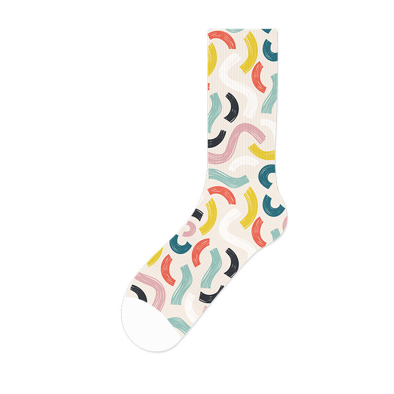 Chaussettes à imprimé arc-en-ciel en polyester numérique 3D