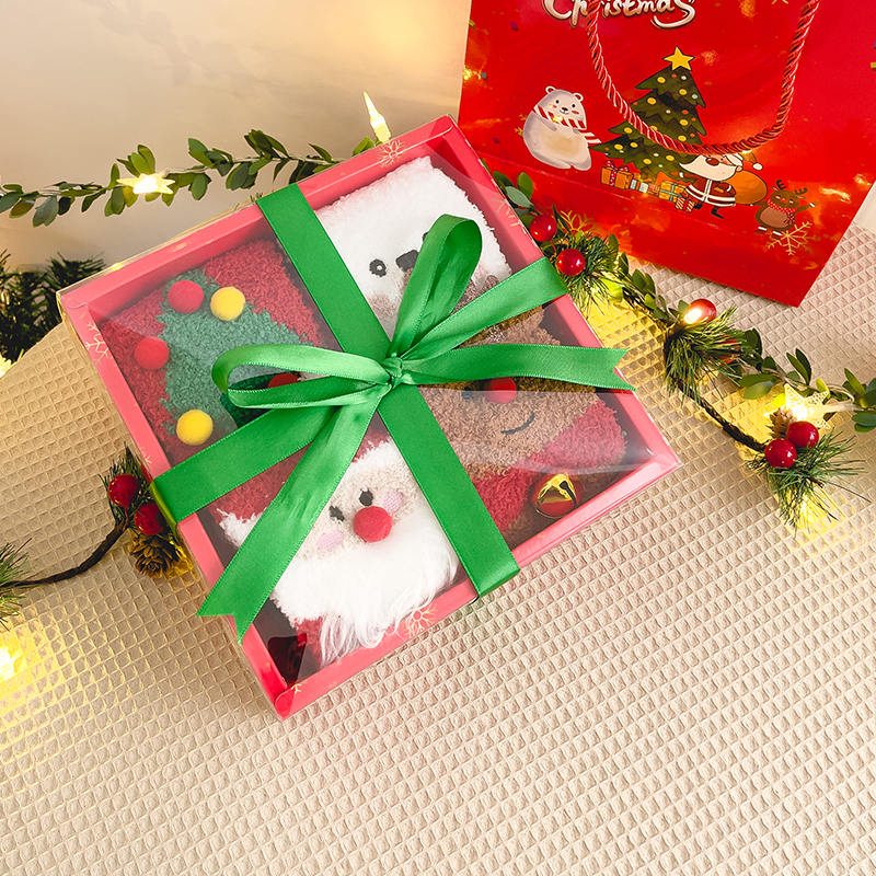 Coffret cadeau chaussettes chaudes de Noël demi-velours Coffret cadeau chaussettes chaudes de Noël demi-velours