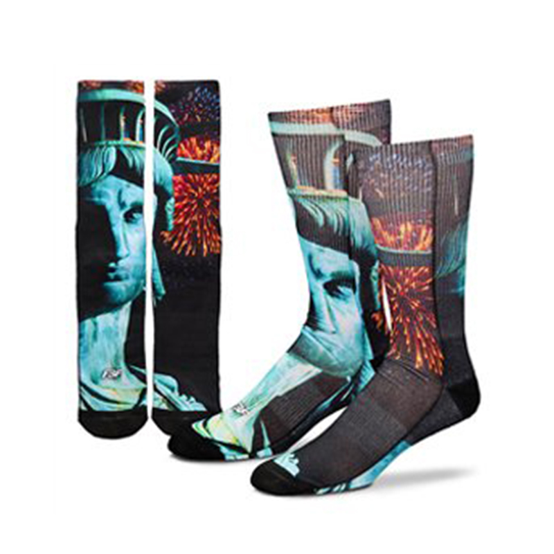 Chaussettes mi-mollet plates en polyester pour hommes à impression numérique