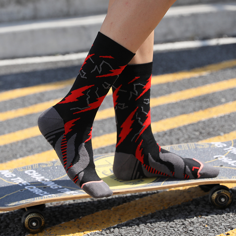 Chaussettes de compression à séchage rapide pour cyclisme en plein air en jacquard brillant