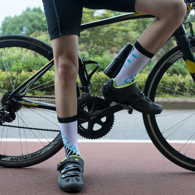 Chaussettes jacquard en nylon à pression pour cyclisme en plein air
