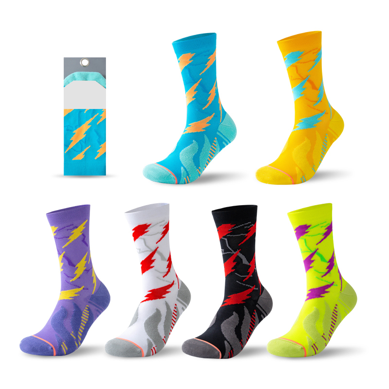Chaussettes de compression à séchage rapide pour cyclisme en plein air en jacquard brillant
