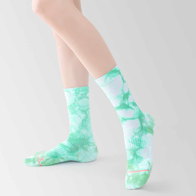 Chaussettes de sport mi-mollet en coton tie-dye