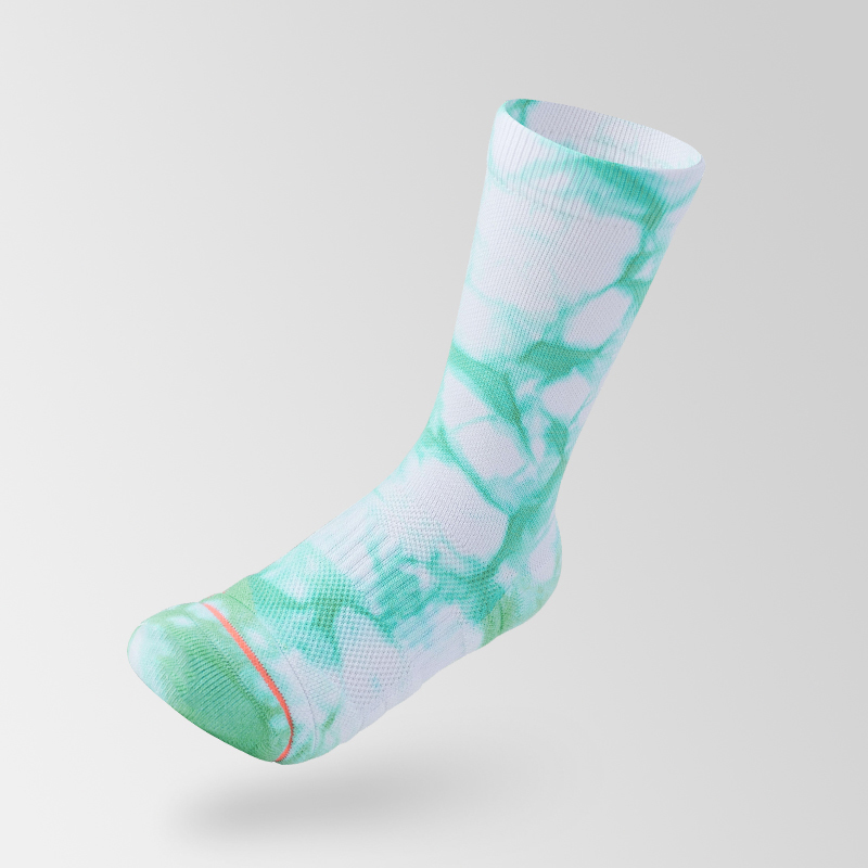 Chaussettes de sport mi-mollet en coton tie-dye